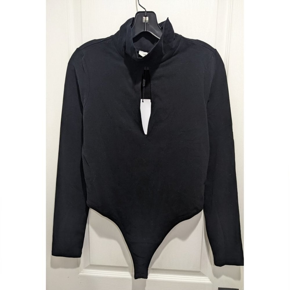 Nwt Reiss | Corrine High Neck Cut-Out Bodysuit In Black - Picture 6 of 12